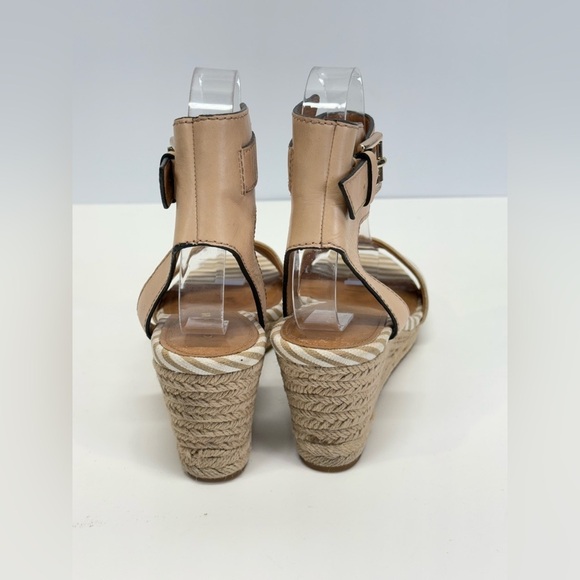 COACH Tan and white stripe HELEN rattan wedge espadrilles size 7. - Picture 5 of 10